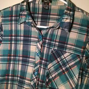 Rue21 Teal Blue Medium Button-Down Shirt